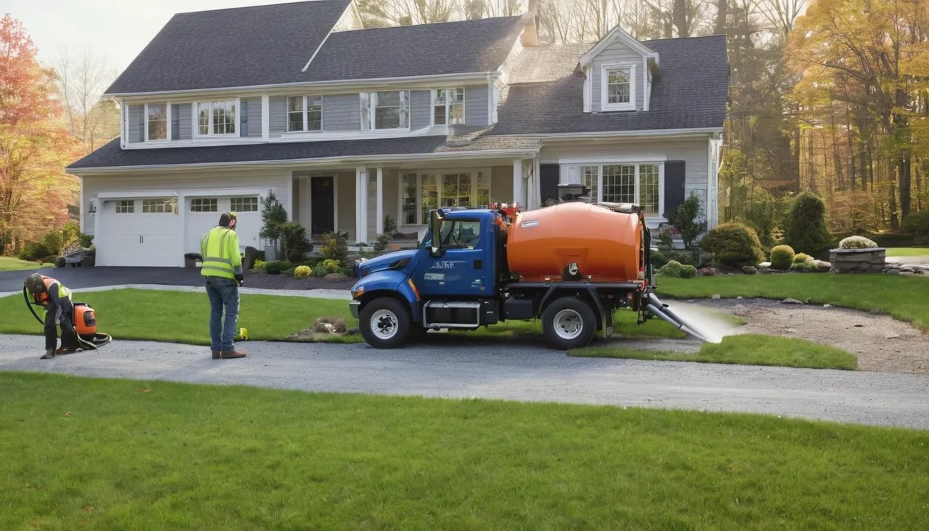 Independent provider pumping a residential septic tank beside a Trenton home